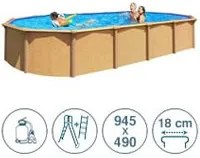 Piscina fuori terra in acciaio ABAK effetto legno Osmose 945x490x132cm