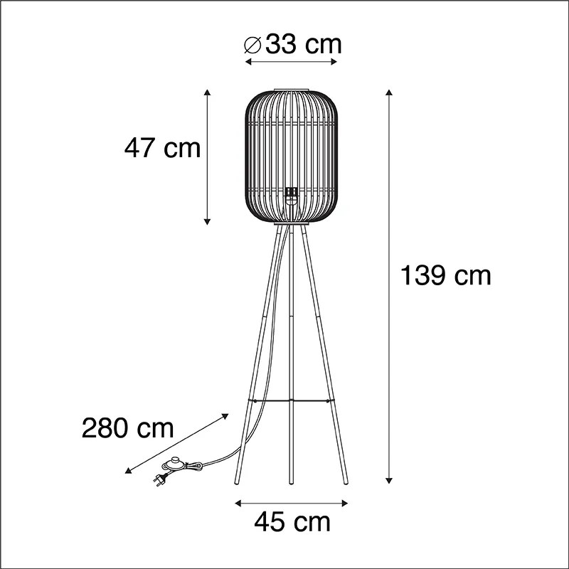 Lampada da terra rustica intelligente in rattan con WiFi A60 - Manila