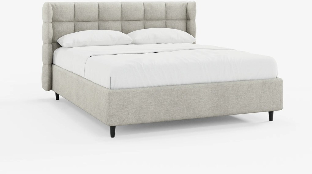 RAGNAR letto imbottito con vano contenitore e testiera capitonné avvolgente - elegante tessuto certificato Oeko-Tex®