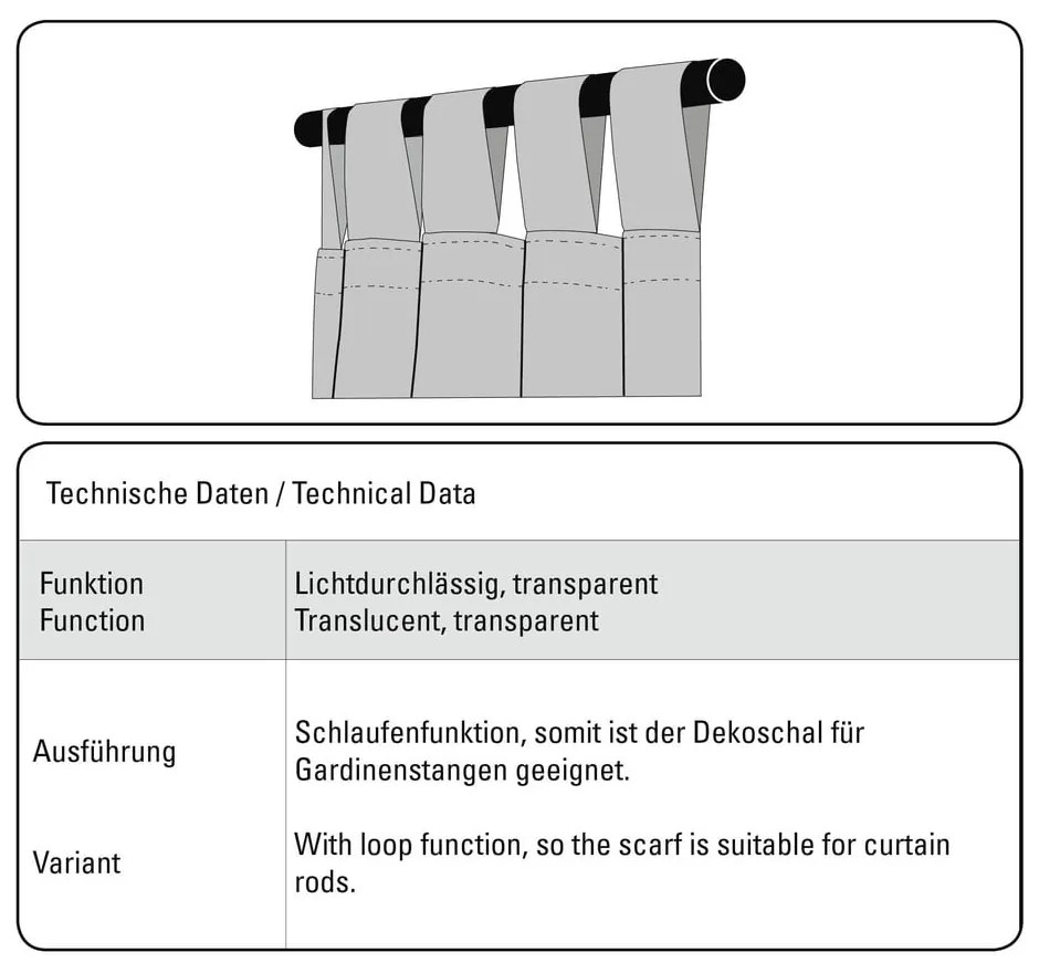 Tenda sottile bianca in voile 140x245 cm – Sehlbach