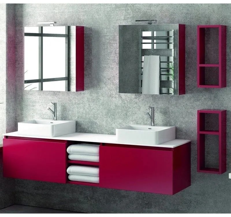 Kamalu - composizione bagno 175cm sospesa, composta da mobile, due specchi e 2 pensili sp-175b