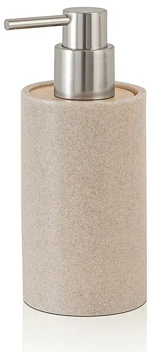 Dispenser per sapone liquido Sahara, in resina beige con particolari in bamboo