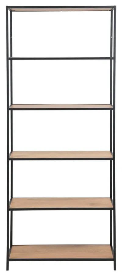 Scaffale nero-color legno naturale effetto rovere 77x185 cm Seaford - Actona