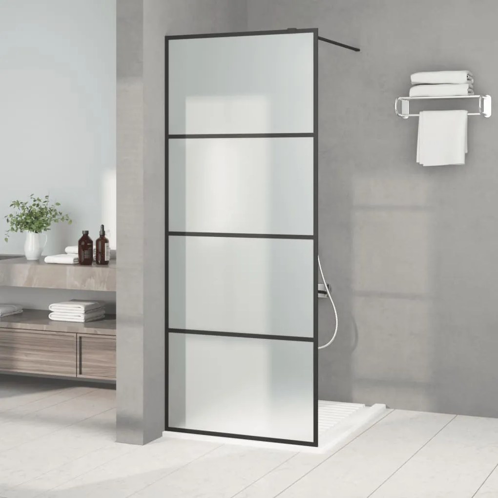 Parete Doccia Walk İn Nera 80x195 Cm Vetro Smerigliato Esg /