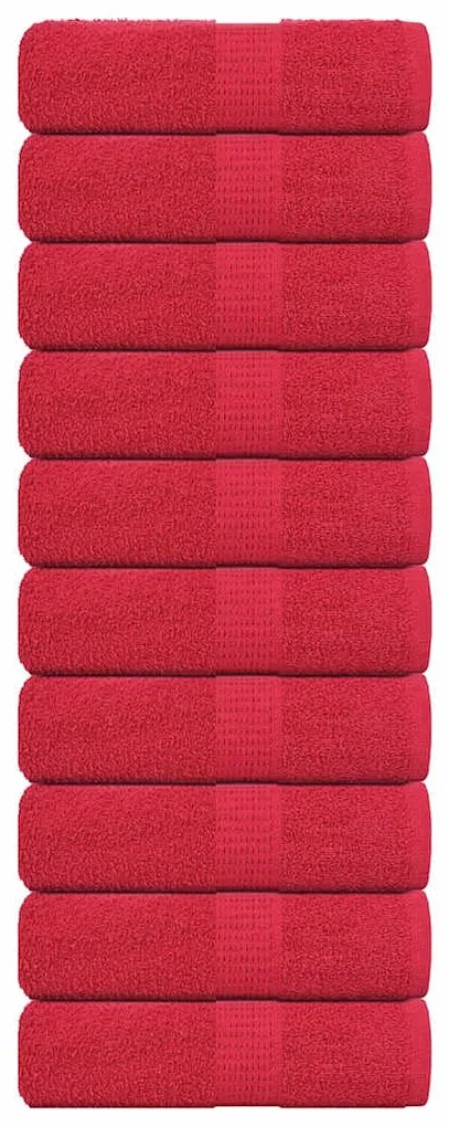 Asciugamani Ospiti 10 Pz Rossi 30x50 Cm 360 G/m² 100% Cotone /