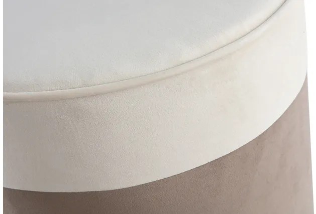 Pouf design bicolore in velluto bianco crema e talpa D40 cm DAISY