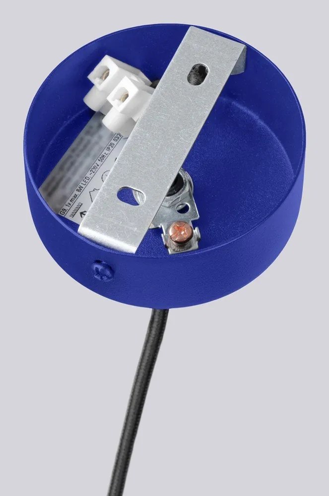 Lampadario blu con paralume in vetro Orbital – Sollux