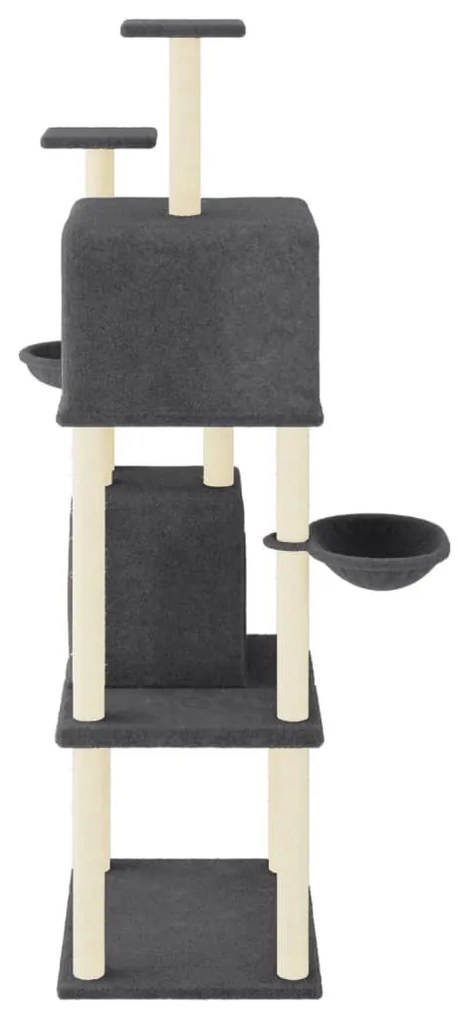 Albero per gatti con tiragraffi in sisal grigio scuro 180 cm