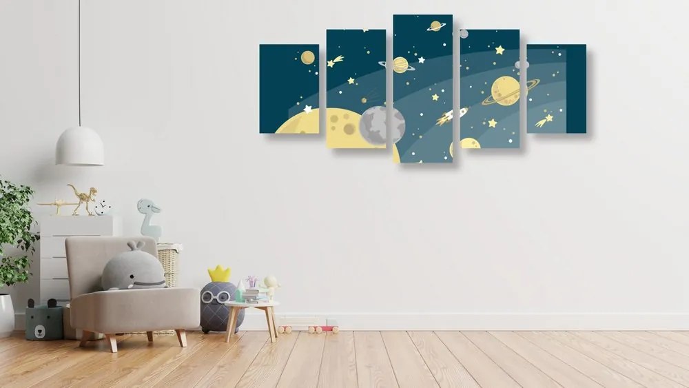 Quadri 5 pezzi – Straordinario viaggio nello spazio