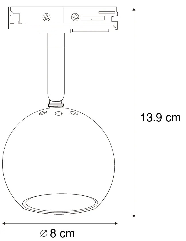 Faretto da binario moderno monofase nero con oro - Gissi