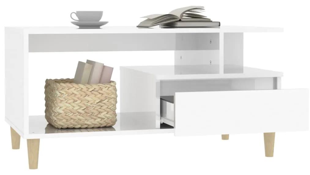 Tavolino da salotto bianco lucido 90x49x45 cm legno multistrato