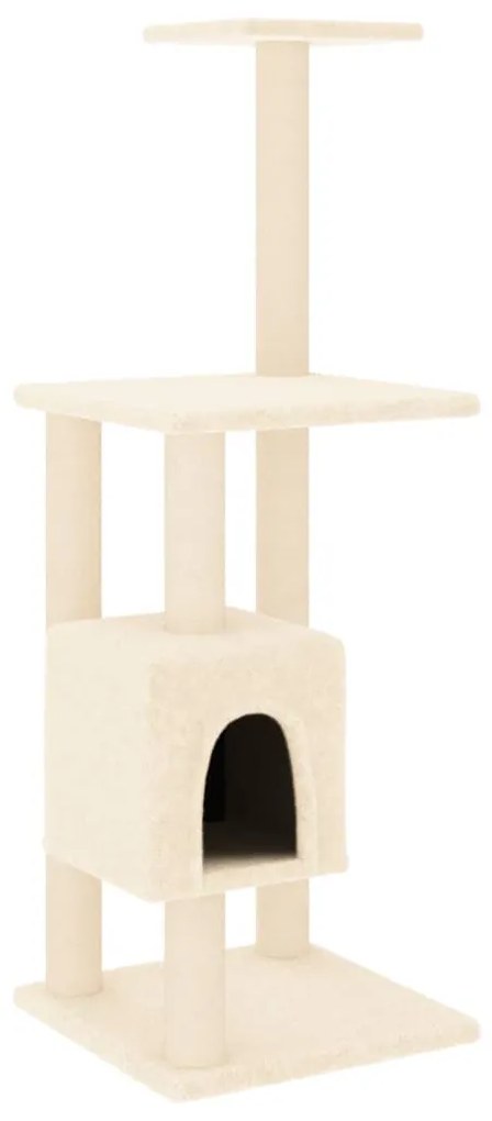 Albero per gatti con tiragraffi in sisal crema 104 cm