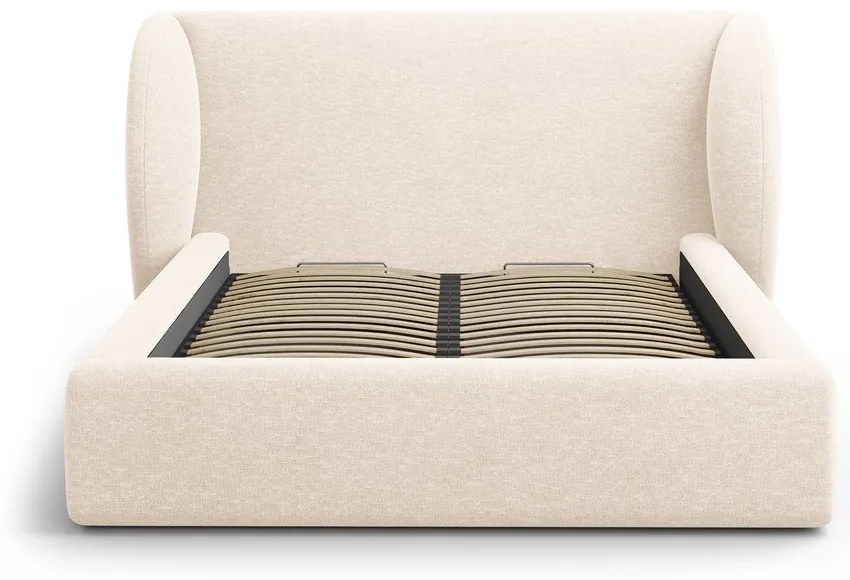 Letto matrimoniale imbottito color crema con contenitore con rete inclusa 160x200 cm Miley – Micadoni