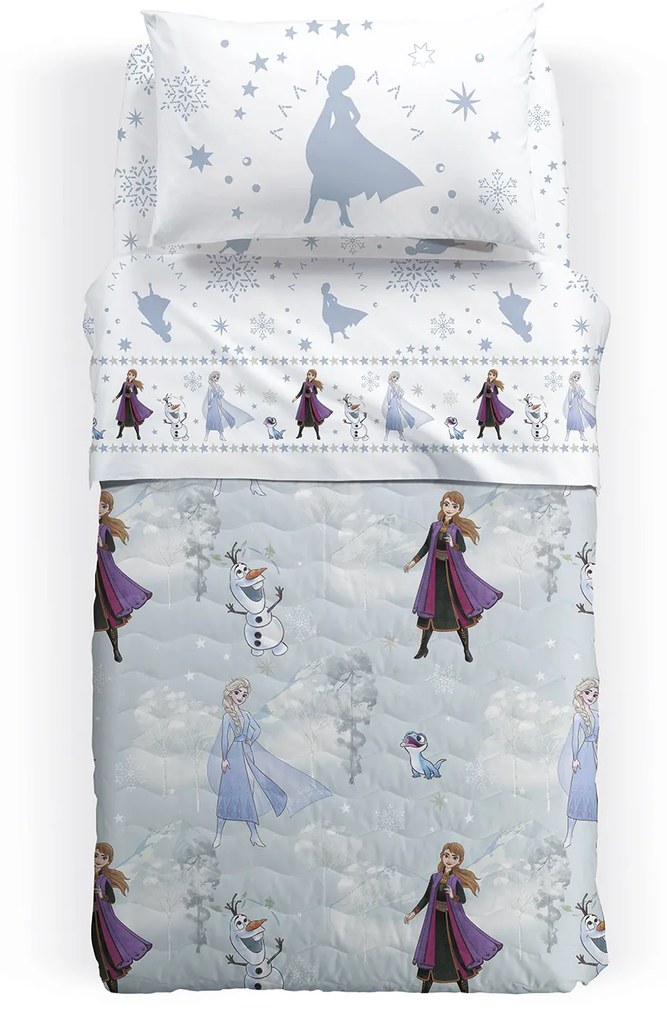 Copriletto Trapuntato in Cotone Frozen Elsa&Anna Singolo