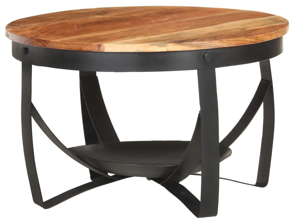 Tavolino Da Salotto Ø68x43 Cm İn Legno Massello Di Acacia /