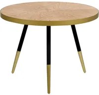 Tavolino da caff con effetto legno chiaro e base dorata per il soggiorno stile moderno elegante