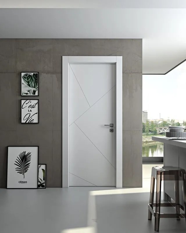 Porta interna a battente Venezia25 in legno di abete laccato colore bianco, L 80 x H 210 cm, apertura reversibile