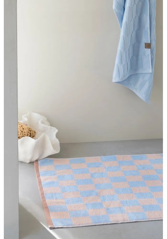 Tappetino da bagno in cotone biologica blu e rosa 50x80 cm Retro - Mette Ditmer Denmark