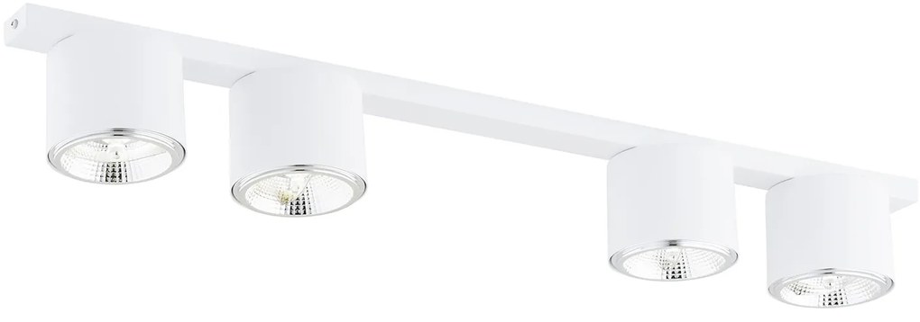 Plafoniera Moderna 4 Luci Faretti Ptah In Acciaio Bianco