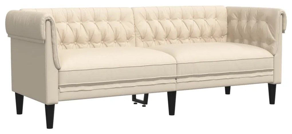 Divano chesterfield a 3 posti crema in tessuto