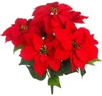 Set 2 Cespugli Stella Natale con 7 Fiori H50 cm Rosso