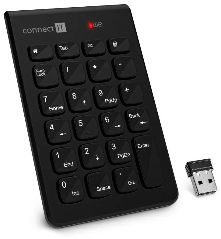 CONNECT IT CKB-0062-BK - Tastierino numerico senza fili 1xAAA nero