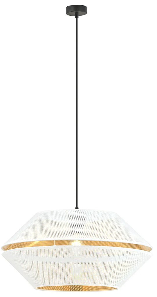 Sospensione Contemporanea 1 Luce Enea In Metallo Bianco E Oro
