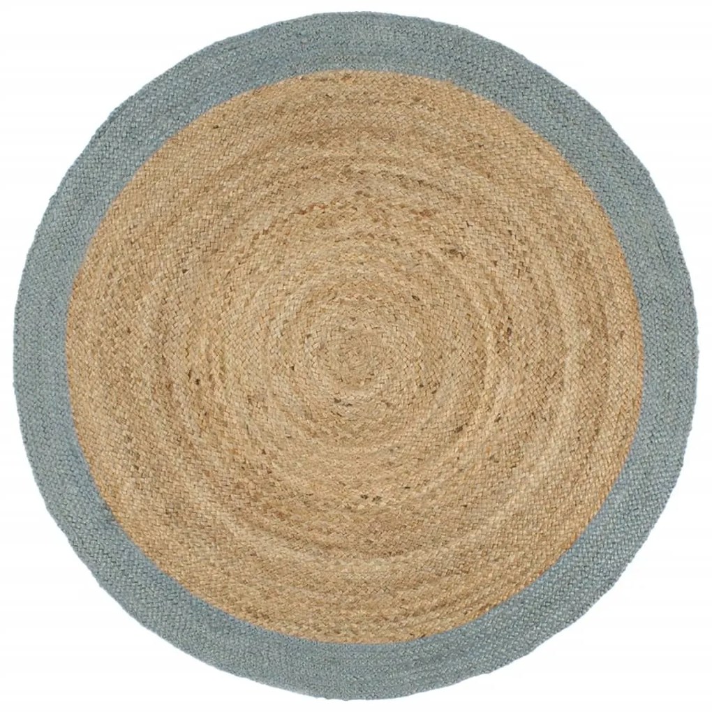 Tappeto Lavorato A Mano İn Juta Con Bordo Verde Oliva 180 Cm /