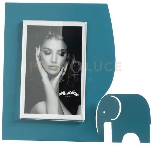 Portafoto elefantino grande blu oltremare in ferro e polimetilmetac...