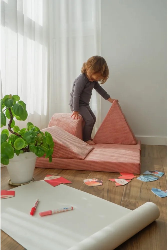Set per psicomotricità rosa chiaro in velluto a coste 75x41x7 cm Bloque Montessori – Little Nice Things