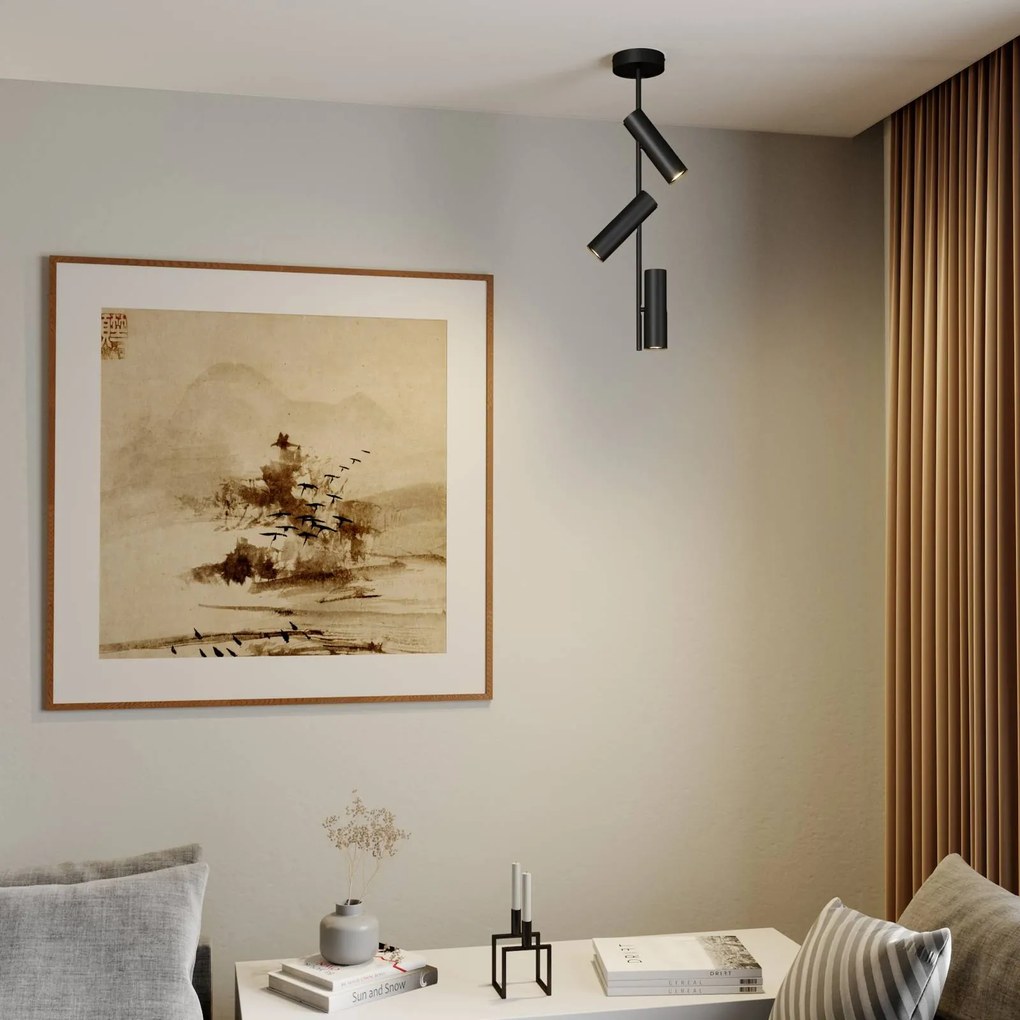 Faretto da soffitto Leda 3, 3 luci, nero SIGMA, dimmerabile, Nero, Soggiorno / Sala da pranzo, Metallo, Moderno, Faretto