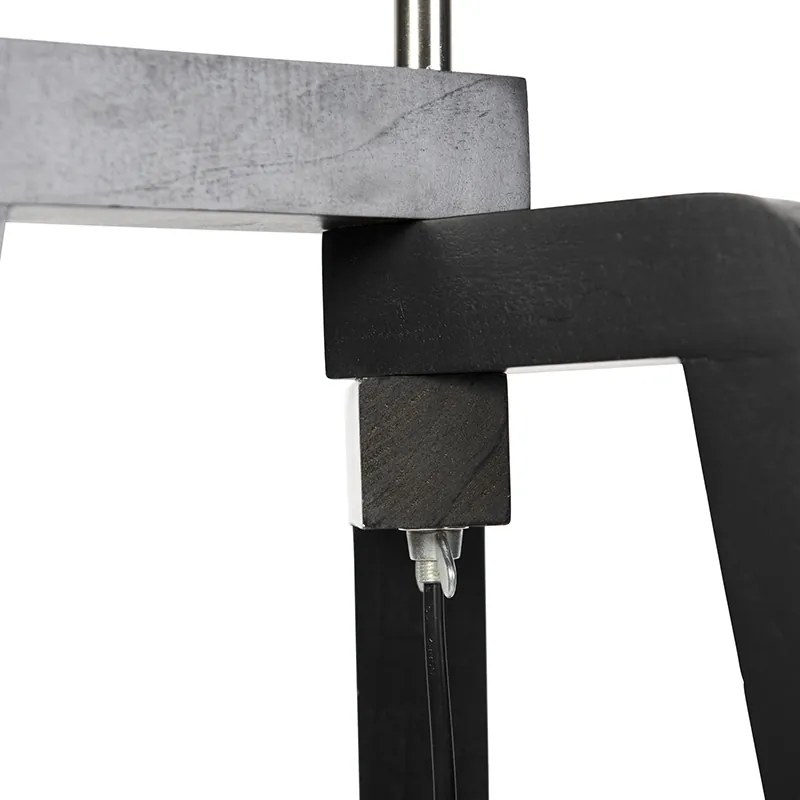 Lampada da terra nera a treppiede con paralume marrone e interno dorato 50cm - Puros