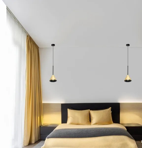 Lampadario a sospensione con filo CONE 1xGU10/10W/230V oro/nero