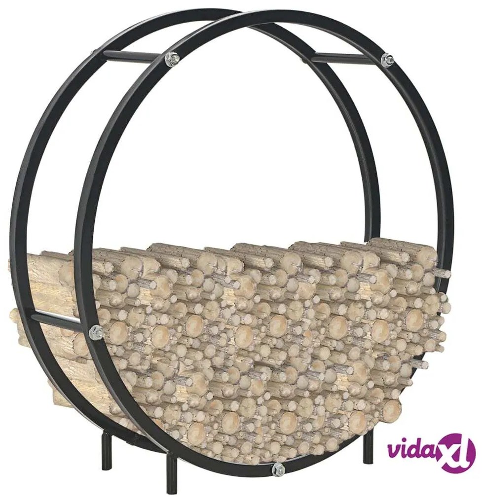 vidaXL Rastrelliera per Legna da Ardere Nera 70x20x70 cm in Acciaio