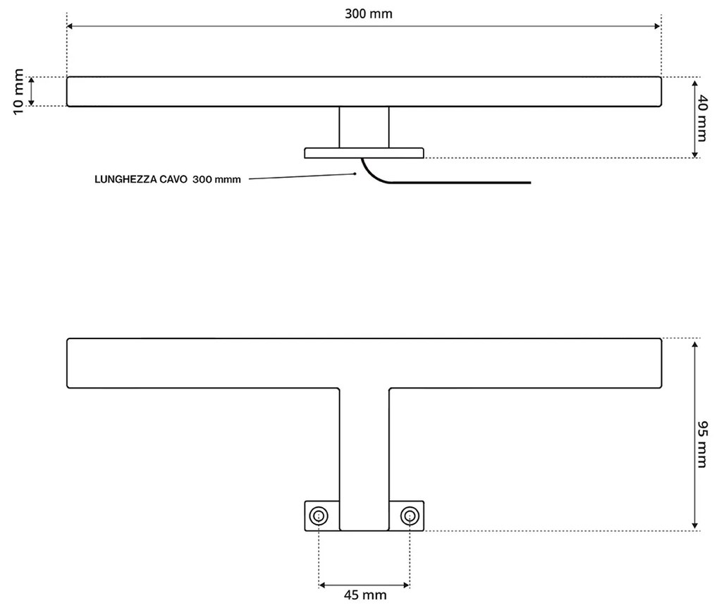 Lampada LED da Specchio 30cm Bianca 4W - Doppia Installazione Colore Bianco Naturale 4.000K