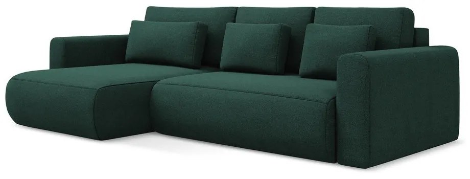 Divano angolare verde allungabile/con contenitore (con penisola a sinistra/con chaise lounge) Kapua – Makamii