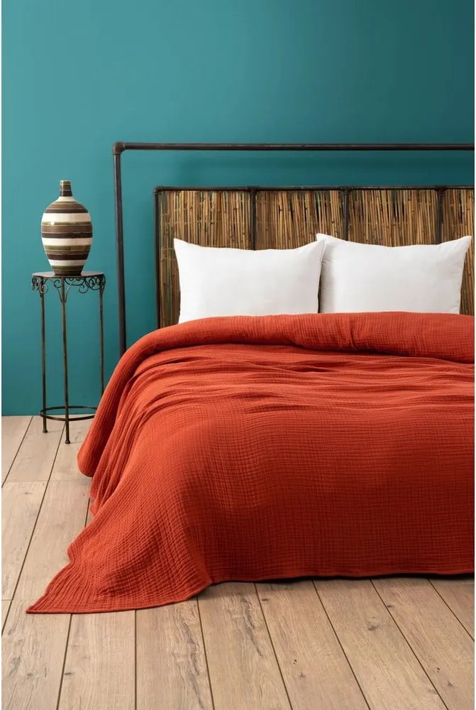 Copriletto in mussola color mattone 220x250 cm Muslin - Mijolnir