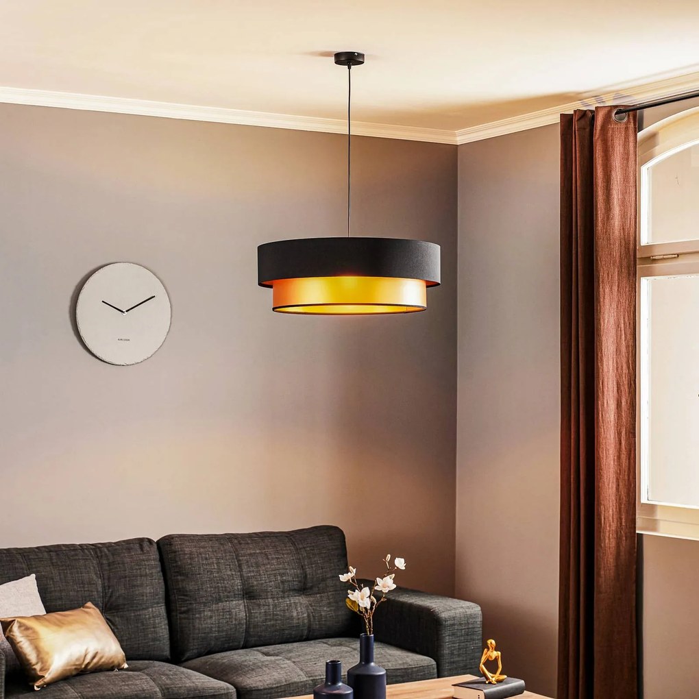 Lampada a sospensione Dorina Maco Design, dimmerabile, Nero, Soggiorno / Sala da pranzo, Plastica, Moderno, Lampada a sospensione