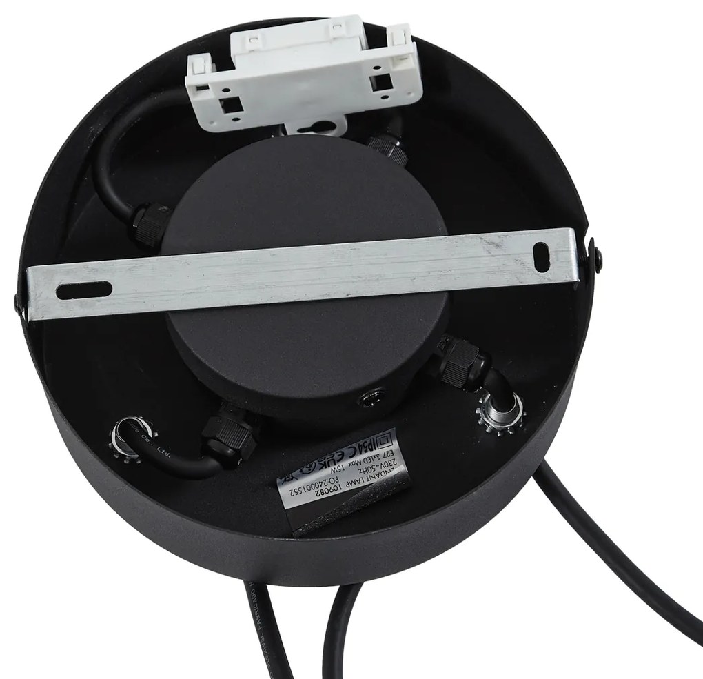 Lampada a sospensione da esterno nera con paralumi in corda beige 3 luci IP44 - Cava Jayla