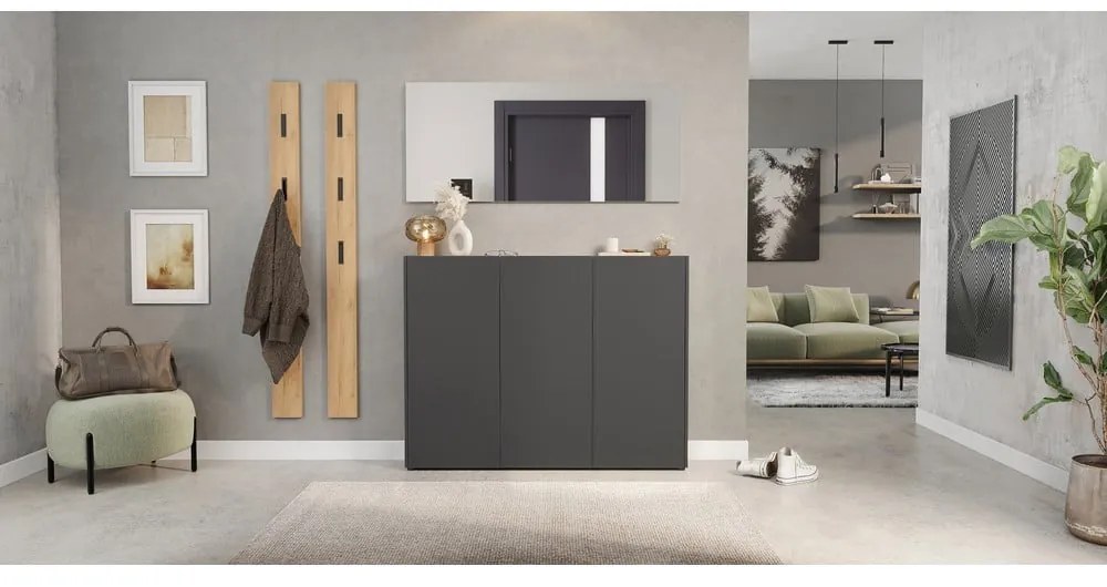 Armadietto color antracite con effetto rovere 138x105x25 cm Libbiano – Germania