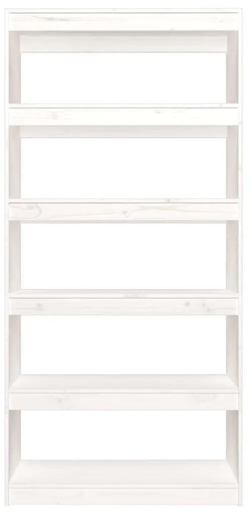 Libreria/divisorio bianco 80x30x167,4 cm legno massello di pino