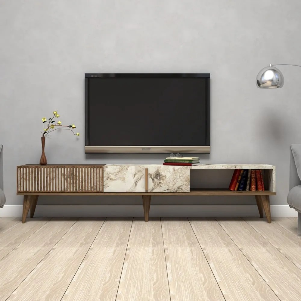 Mobile TV colore naturale in marmo 180x40 cm Milan - Kalune Design