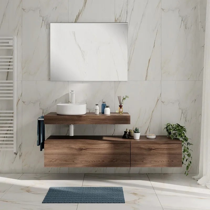 Mobile da bagno sotto lavabo L 100.3 x H 30 x P 46 cm noce, 1 cassetto Step