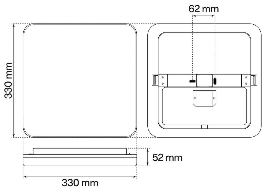 Plafoniera LED 32W IP65 Quadrata 33x33cm CCT Bianco Variabile