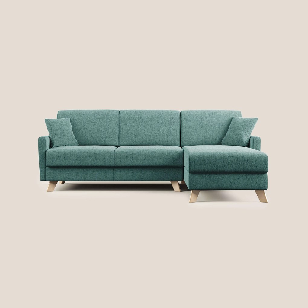 Edgar divano letto angolare in tessuto felis impermeabile T03 verde acqua