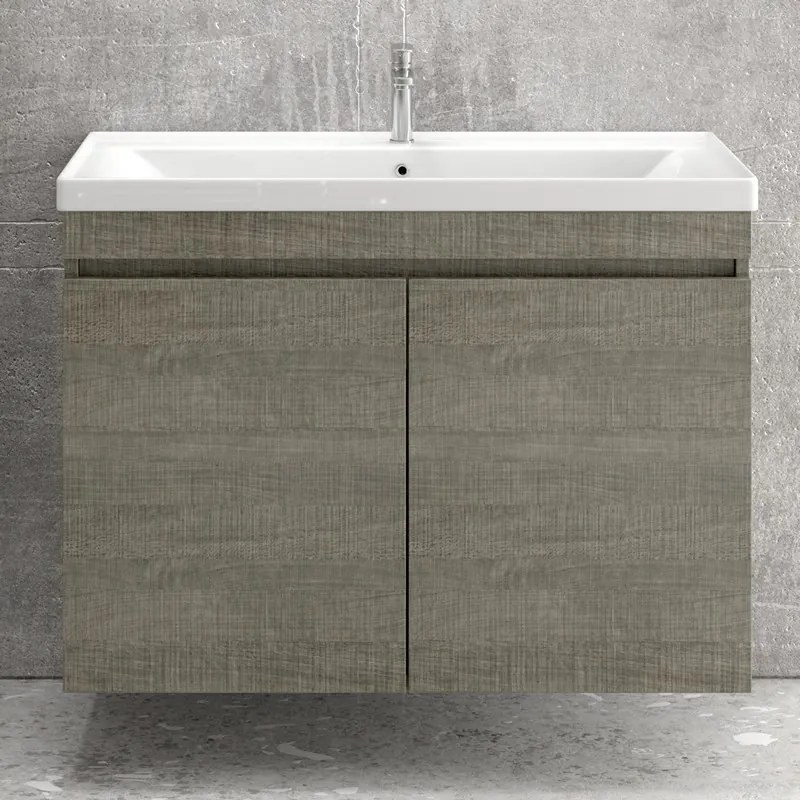 Mobile bagno 100 cm sospeso con 2 ante e lavabo incasso SV-100A - KAMALU