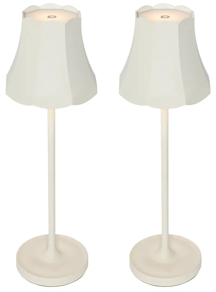 Set di 2 lampade da tavolo retrò bianco spento ricaricabili IP44 - Granny