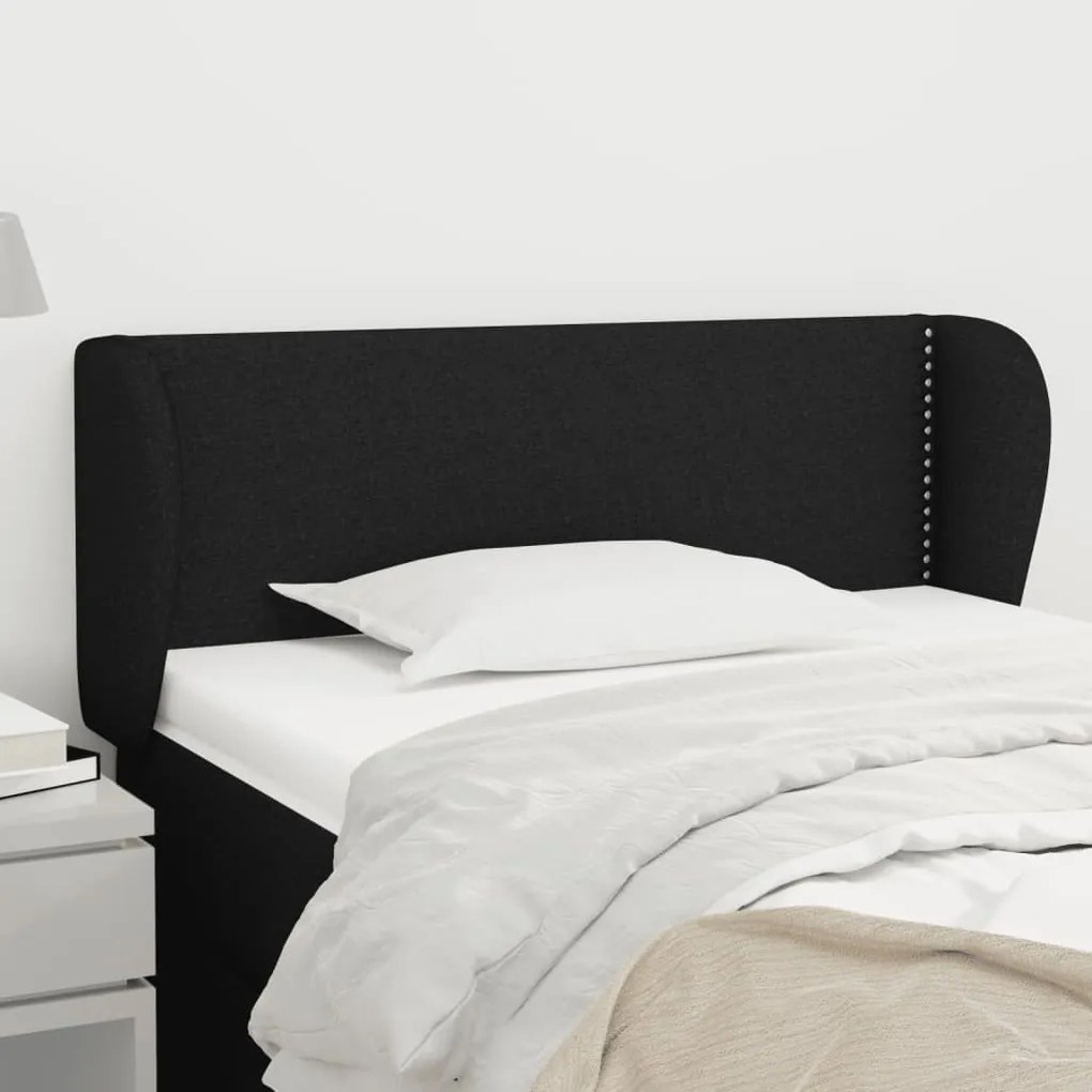 Testiera ad orecchio nera 83 x 23 x 78/88 cm in tessuto