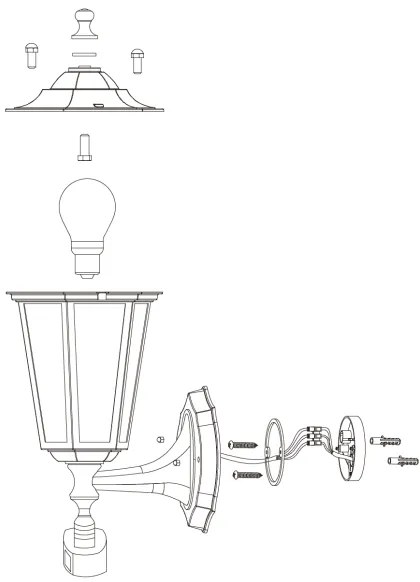 EGLO 22464 - Lampada da esterno con sensore LATERNA 5 1xE27/60W/230V