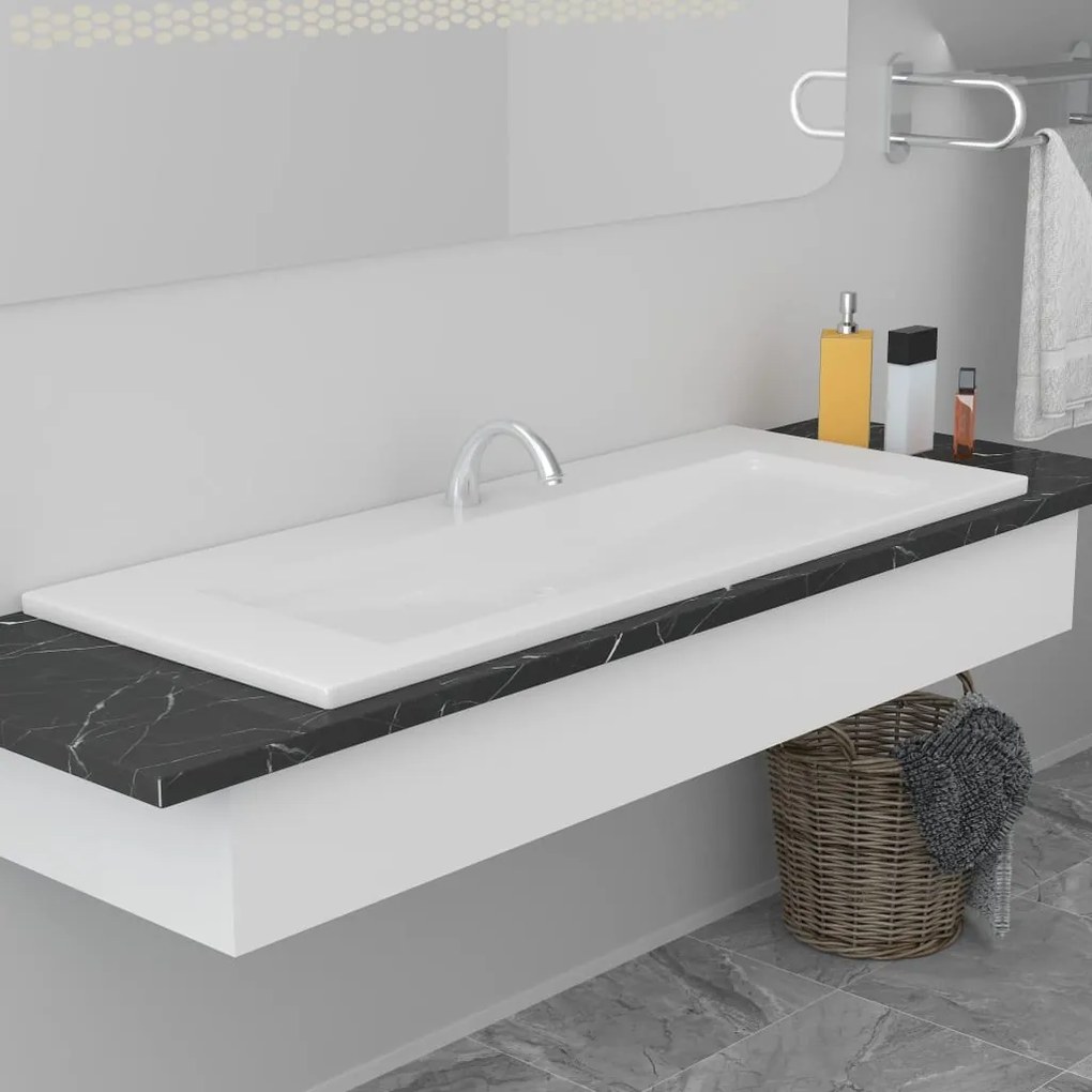Lavabo Da Incasso 101x39,5x18,5 Cm İn Ceramica Bianco /